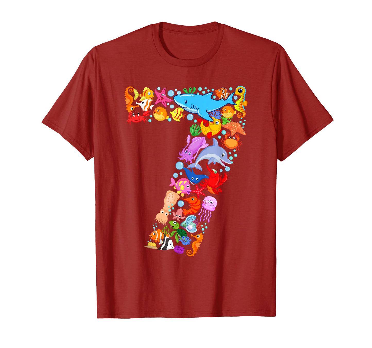 Under Sea 7 Seven Year Kids 7th Birthday Party Ocean Animals T-Shirt