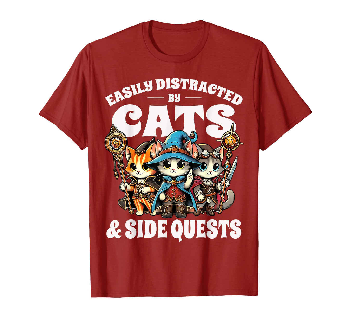 Nerdy Cat Adventures Side Quest Gamer Kitty Cats Men Women Kids T-Shirt