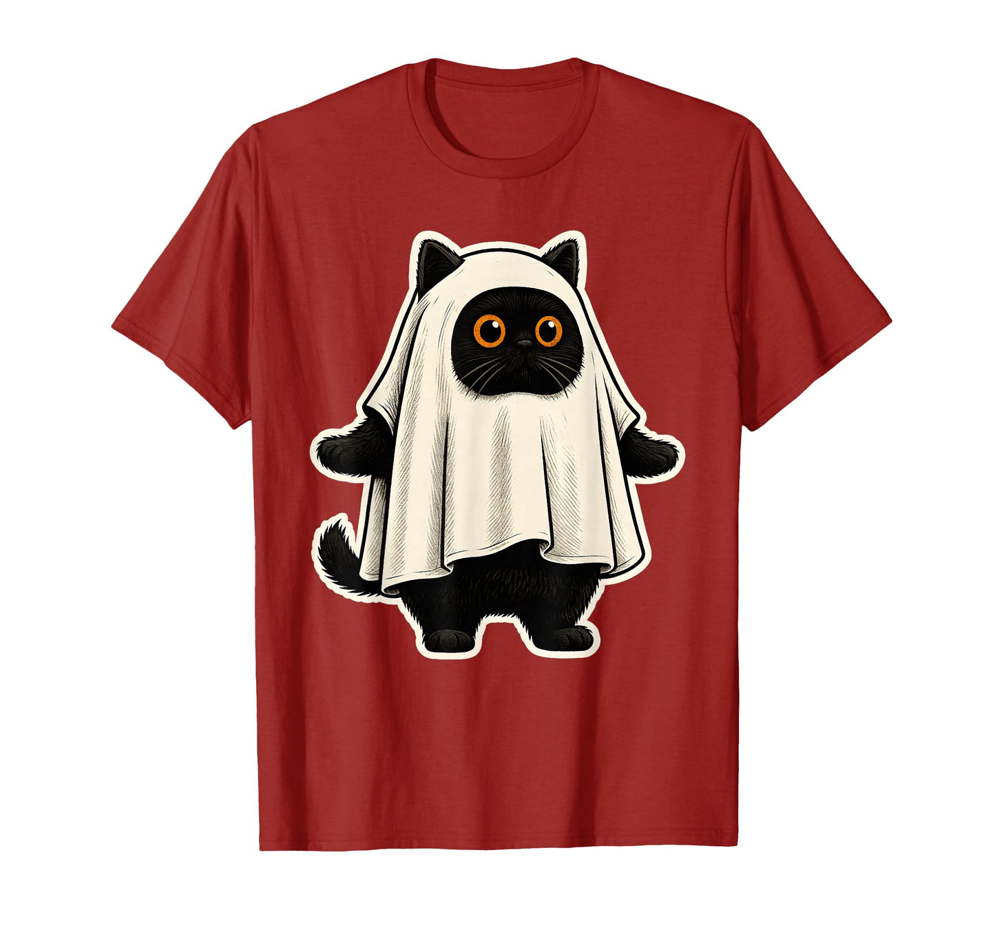 Sheet Ghost Cat Men Women Kids Teens Funny Halloween T-Shirt