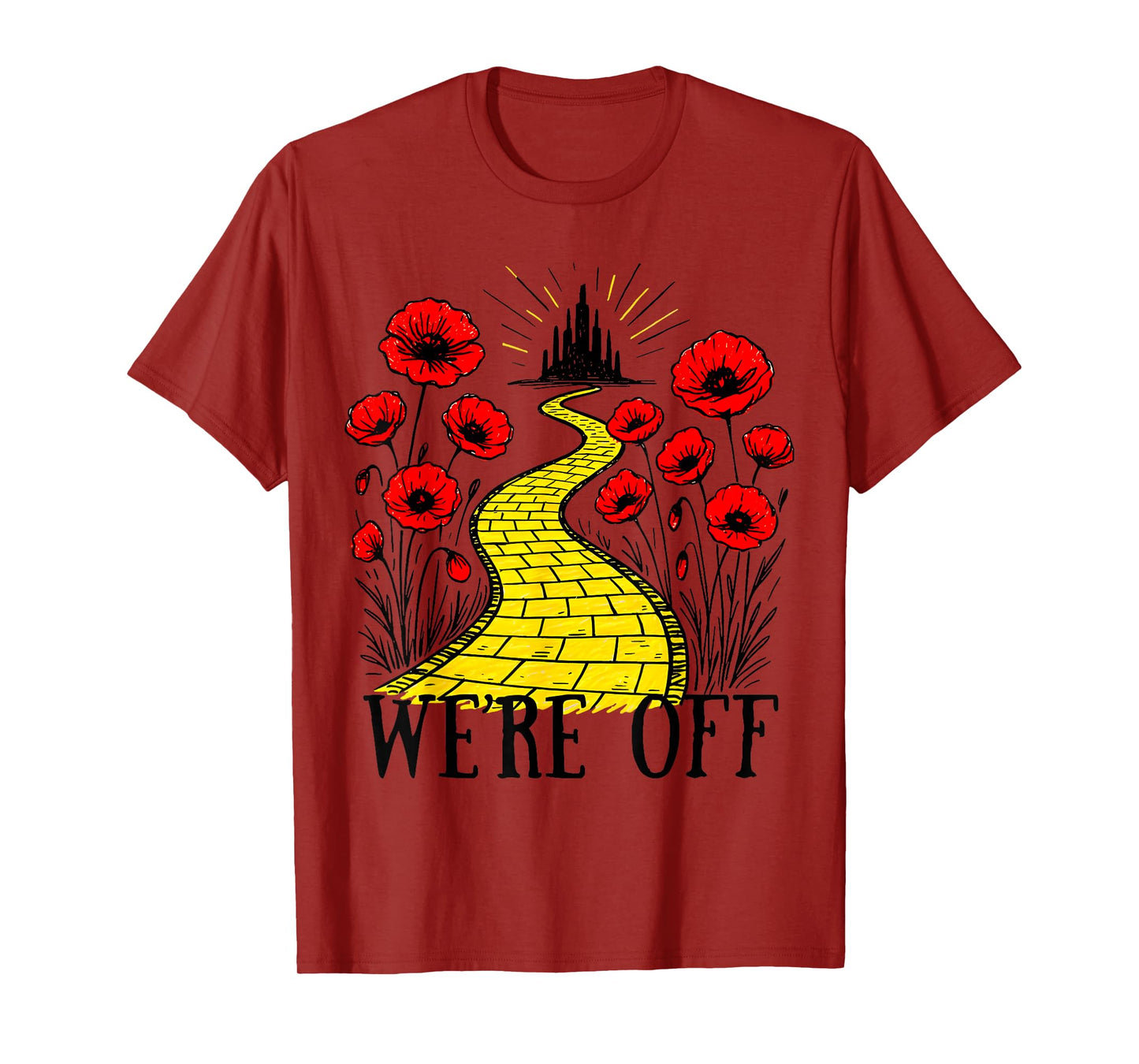We 're Off Funny Yellow Path Brick Wizard Literature School T-Shirt