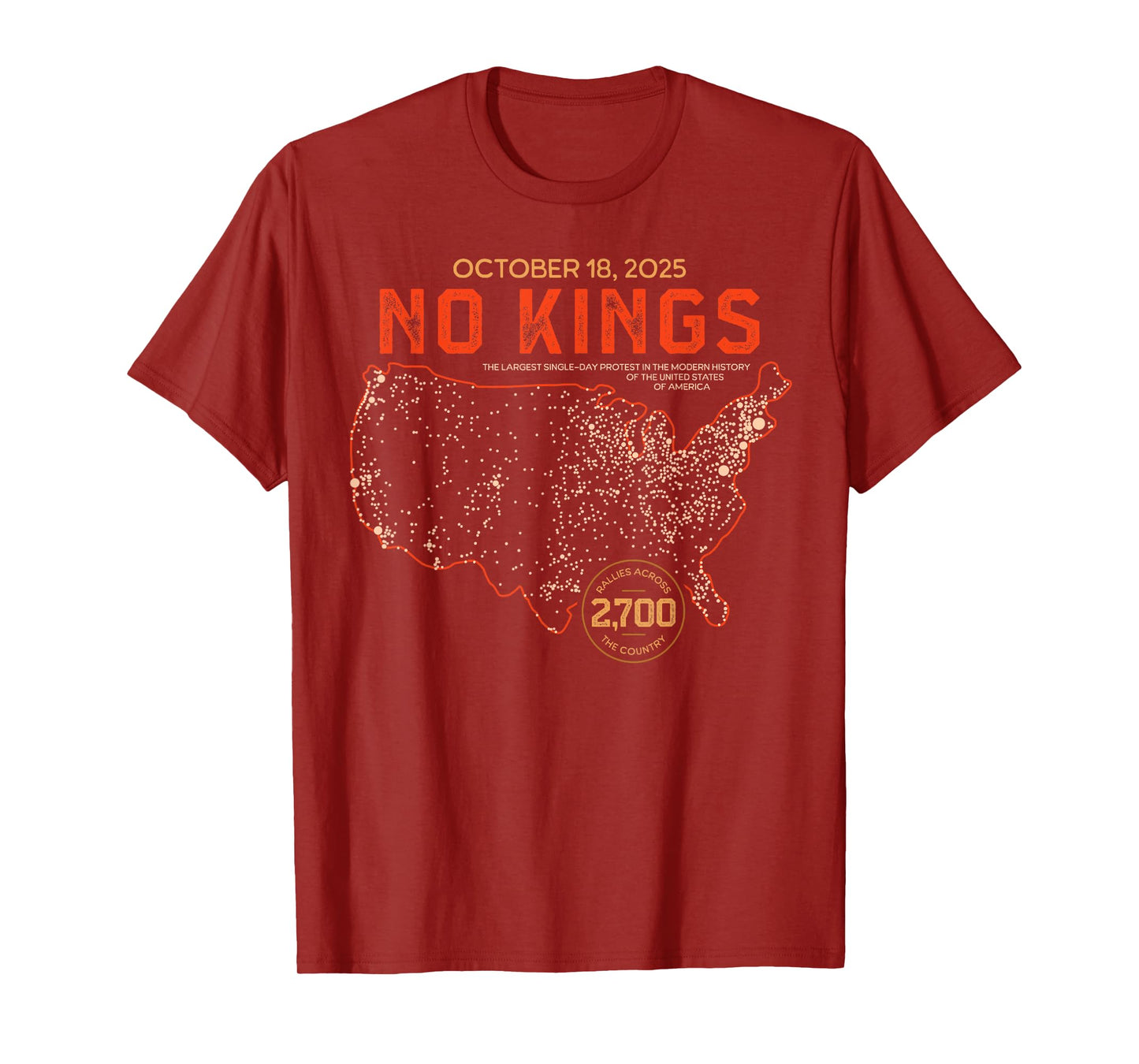 No Kings Protest Day Heritage Memorabilia Souvenir Gift Tees T-Shirt
