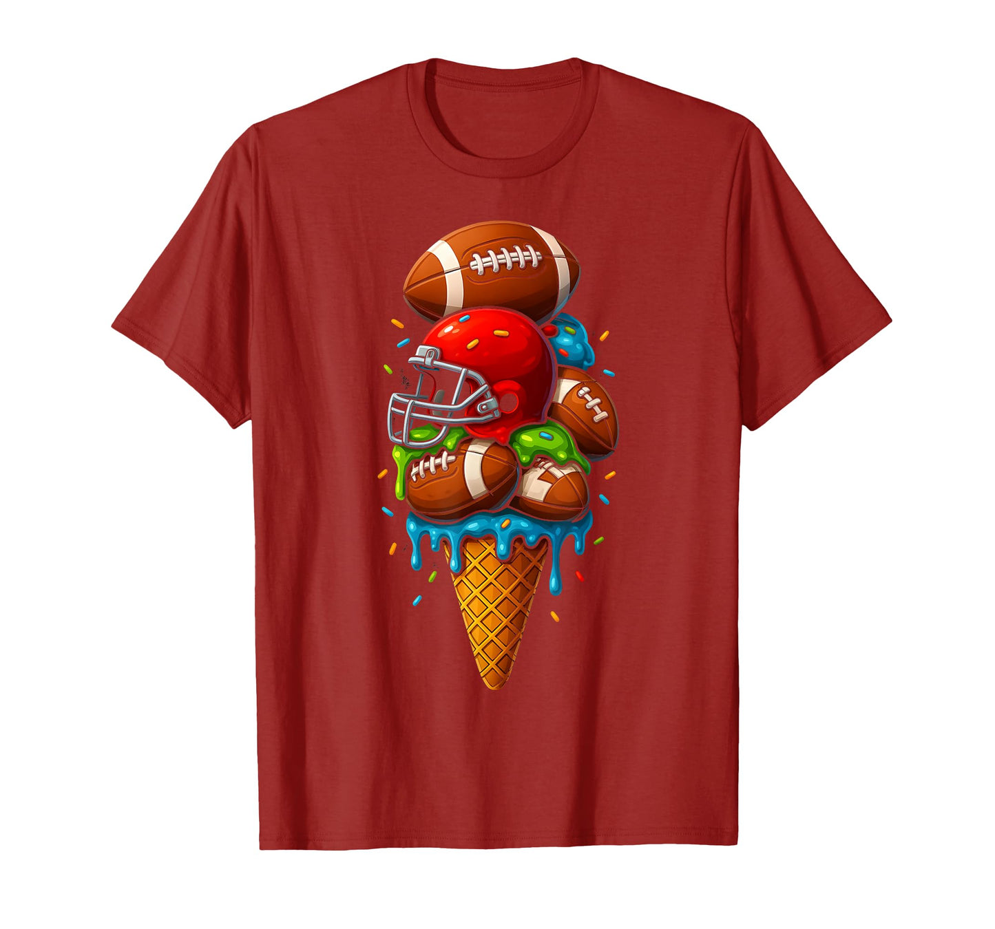 Football Ice Cream Drip Boys Football Stuff QB RB Sprinkles T-Shirt