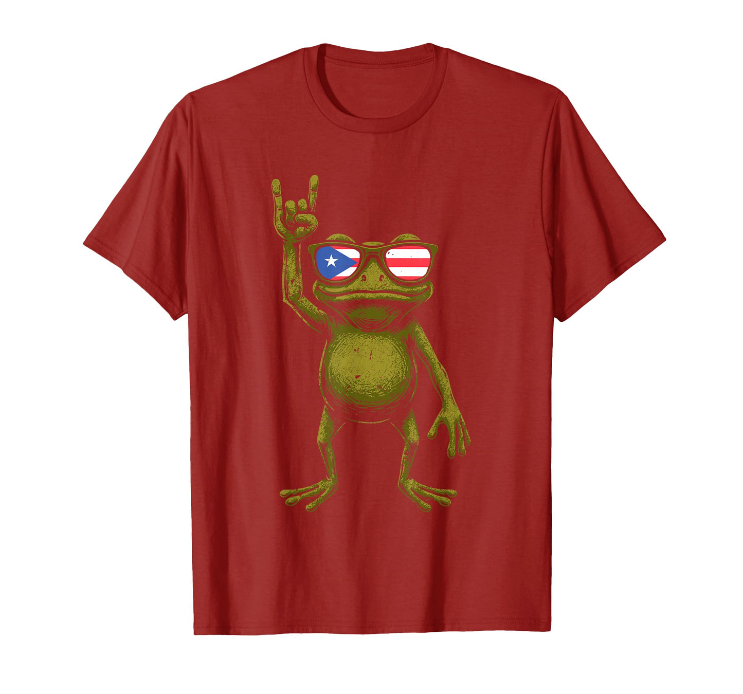 Retro Coquí Frog Puerto Rican Flag Rock Sign T-Shirt