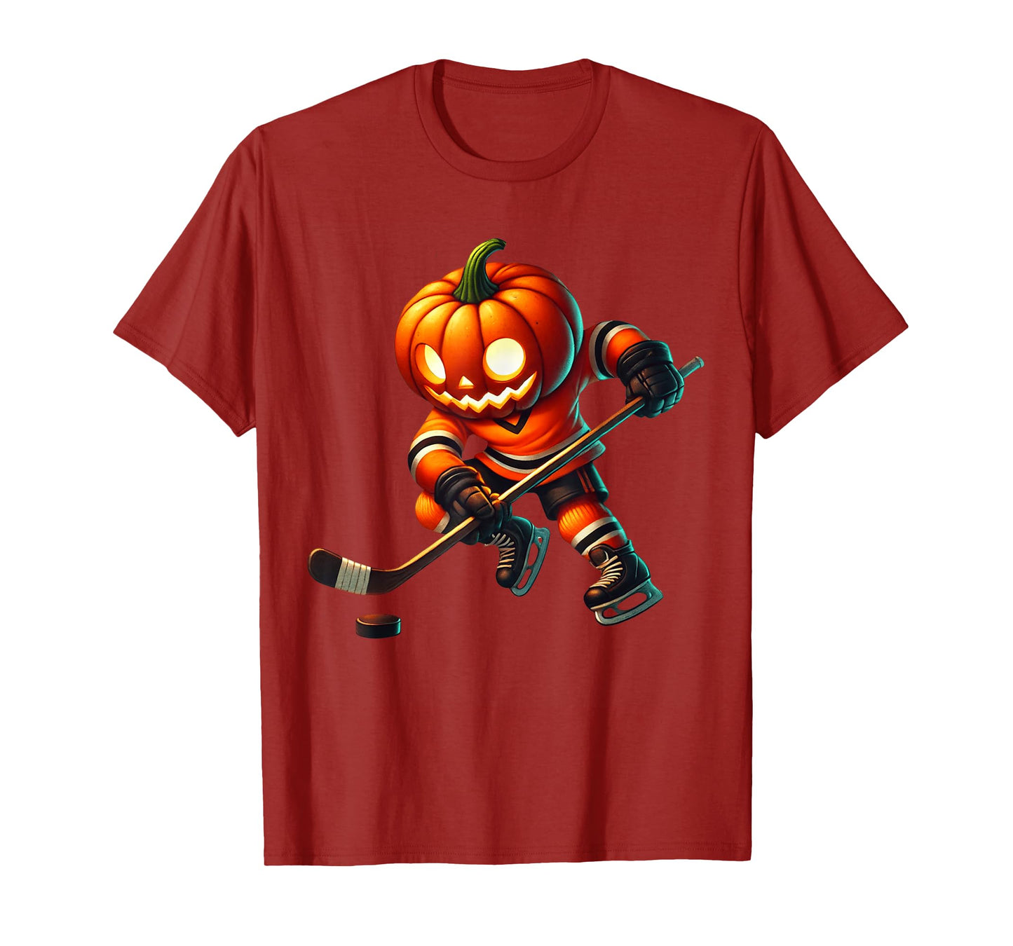 Ice Hockey Pumpkin Face Halloween Costume Men Boys Kids T-Shirt