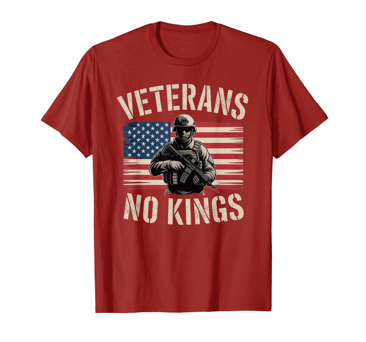 Veterans No Kings Shirt Vintage America Flag Veterans T-Shirt