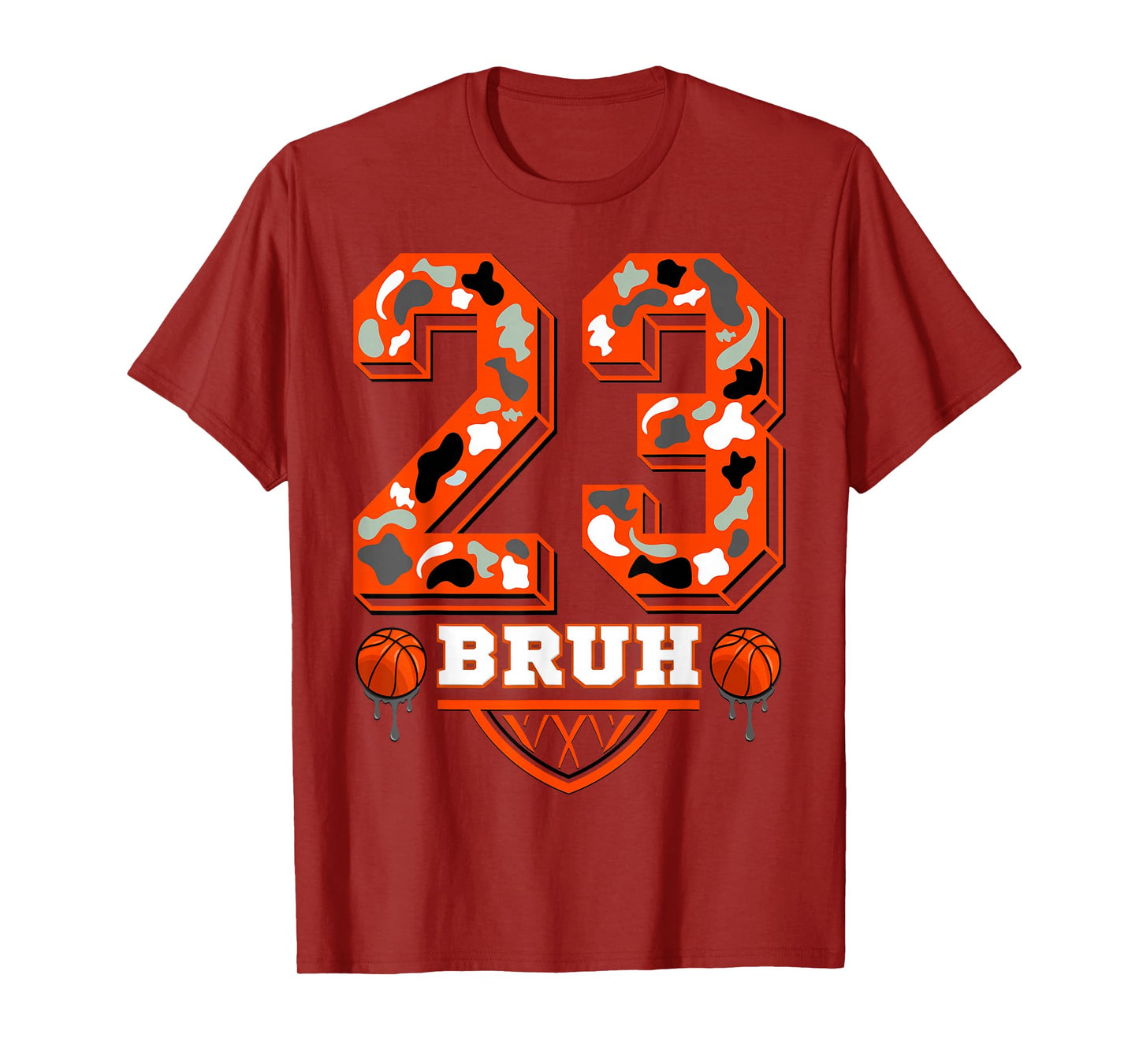 Orange and Grey 23 Basketball Camo T-Shirt