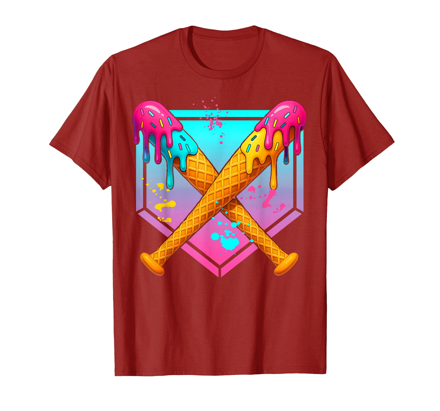 Baseball Drip Boys Ice Cream Youth Sweet Bat Home Plate T-Shirt