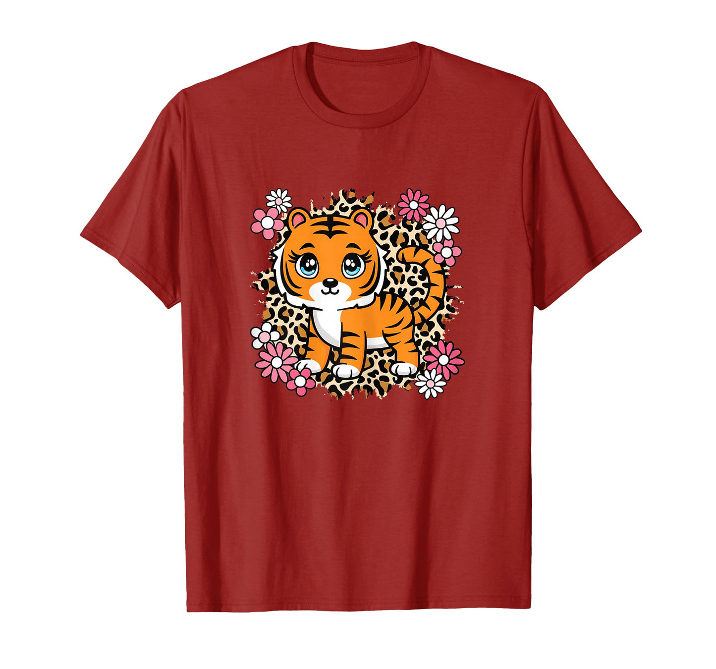 Cute Tiger Flowers Tiger Lover Women Girls Kids T-Shirt