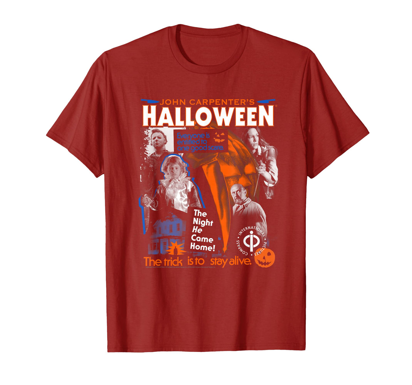Halloween Trick is to Stay Alive Collage Retro Horror Movie T-Shirt
