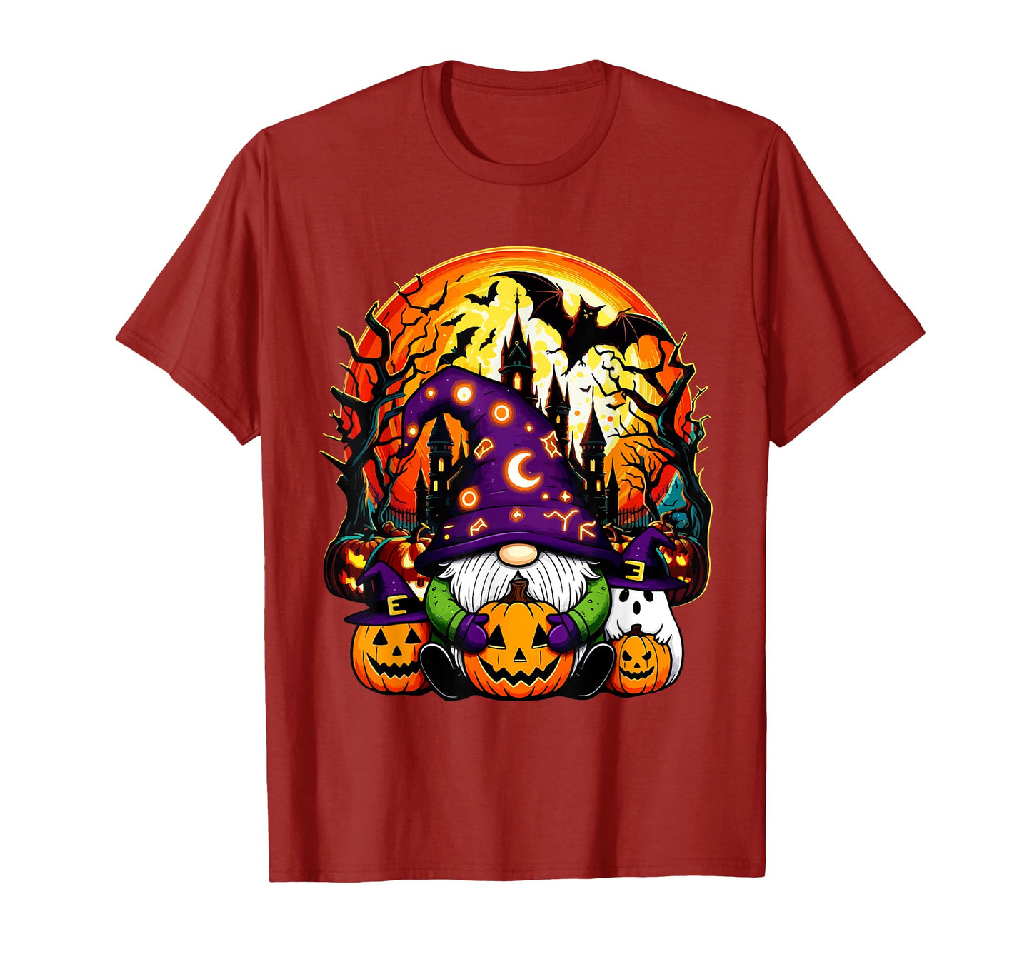 Halloween Gnome Cosplay Witch Boo Ghosts Carved Pumpkins T-Shirt