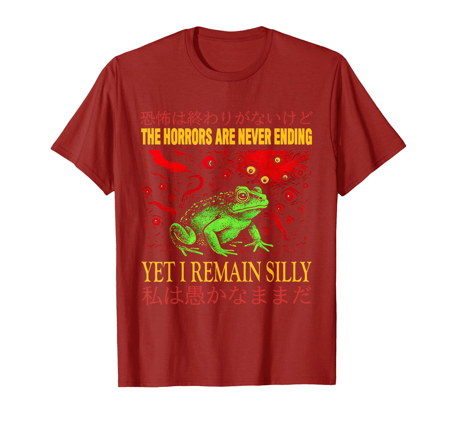 The Horrors Are Never Ending Vintage Japanese Frog Meme T-Shirt
