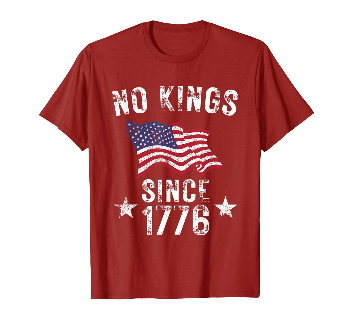 Vintage No Kings In America Since 1776 USA Flag 4th Of July T-Shirt