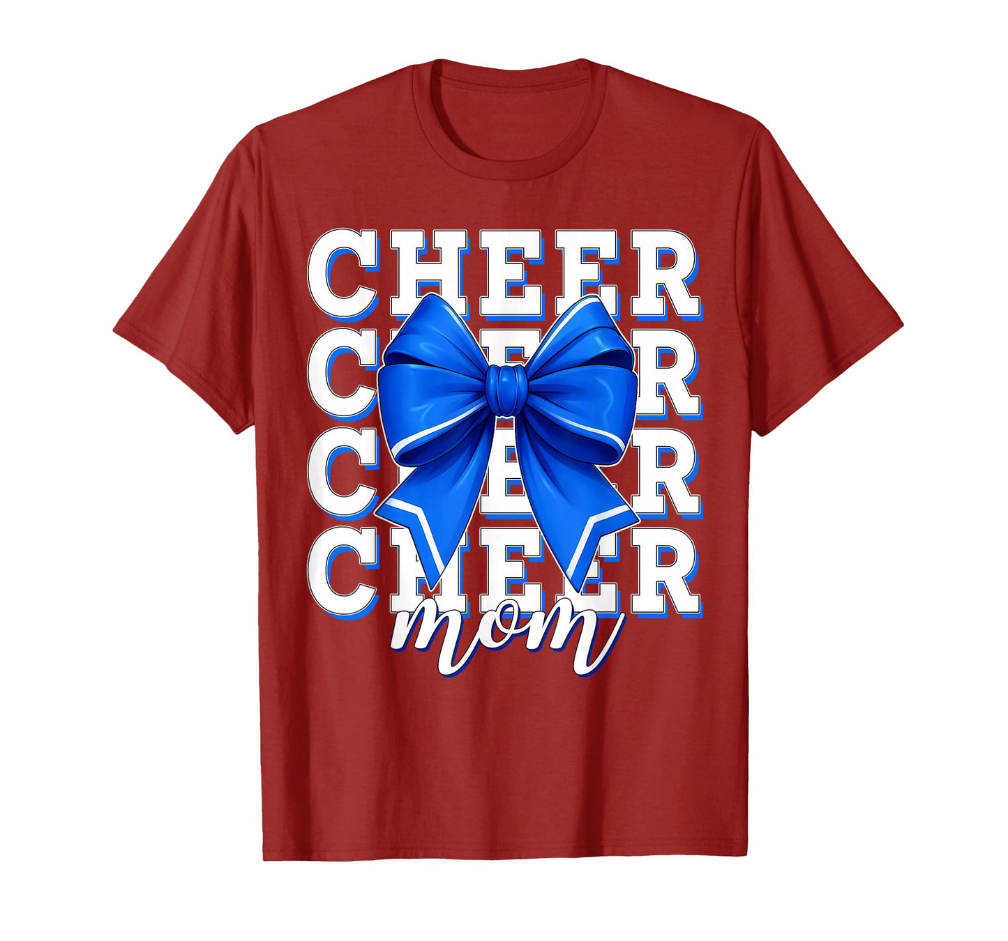 Cheer Mom Blue Bow Cheerleader Competition Game Day T-Shirt