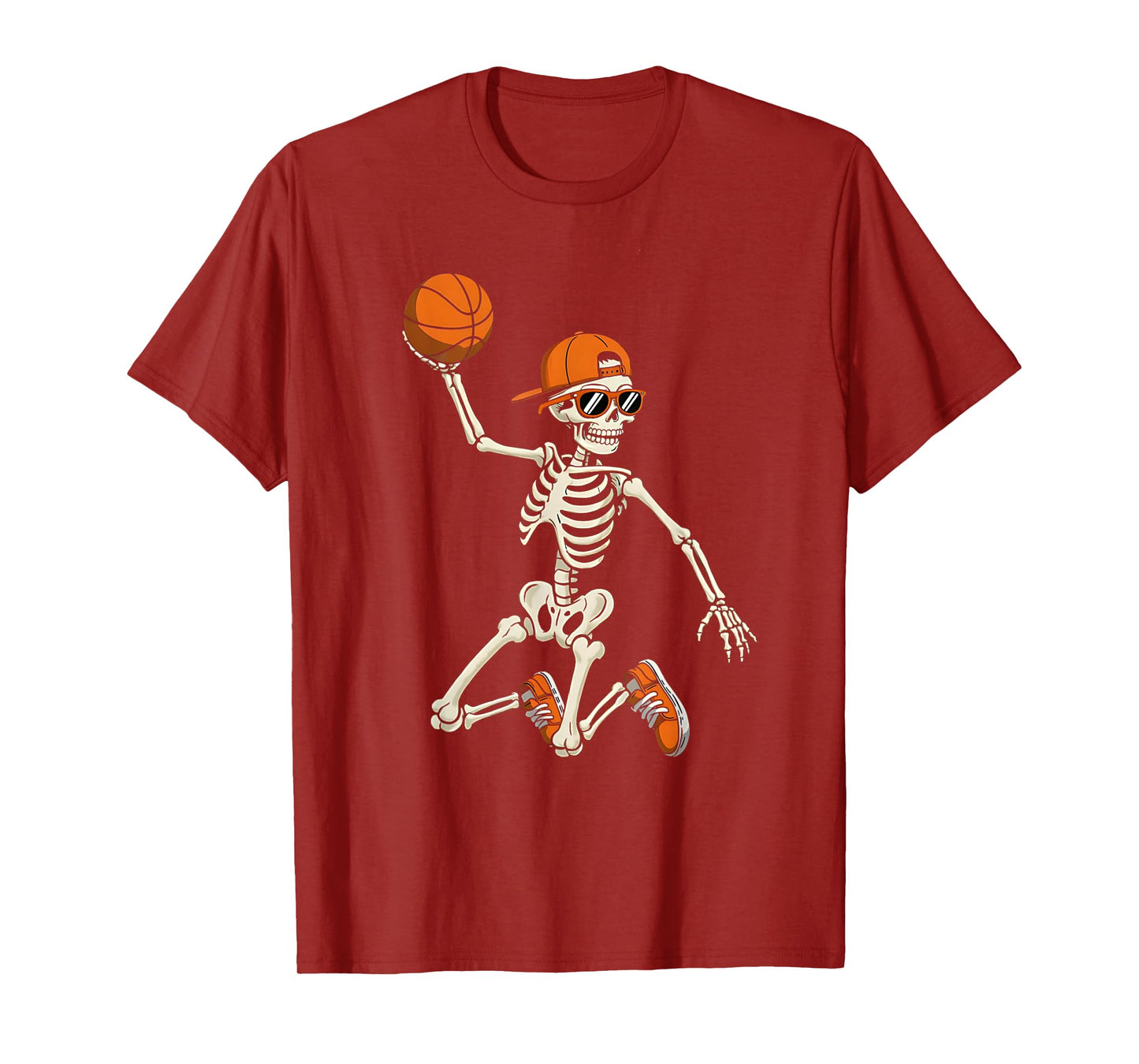 Halloween Skeleton Funny Basketball Shirt for Teens Boys Men T-Shirt