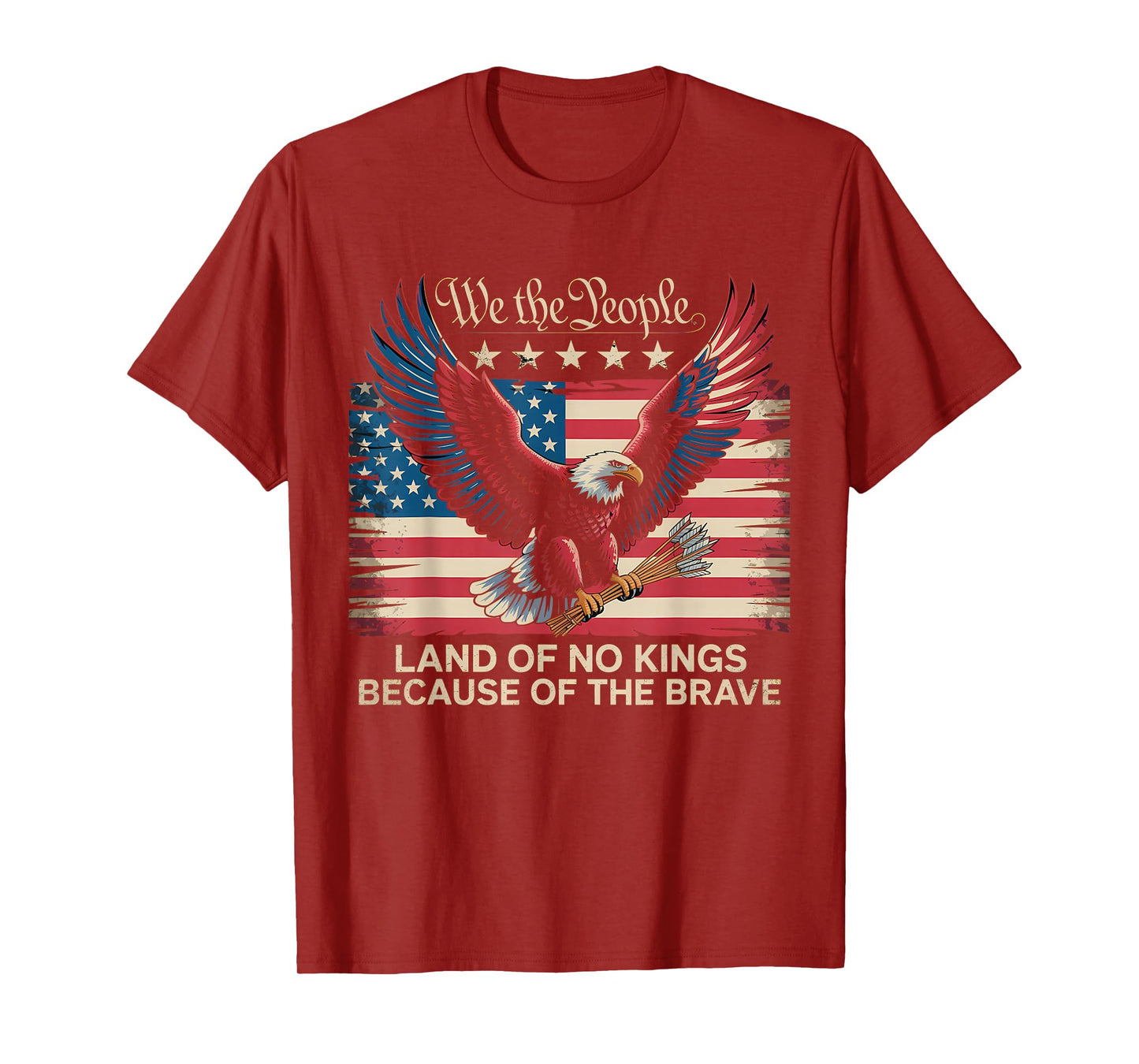 We The People Land of No Kings Patriotic Eagle Design T-Shirt