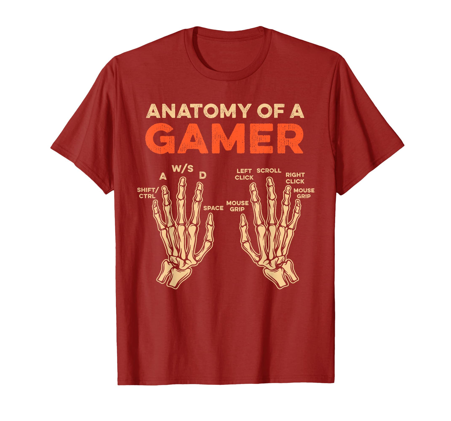 Anatomy Of A Gamer Skeleton Hand Funny Men Boys Kids Teens T-Shirt