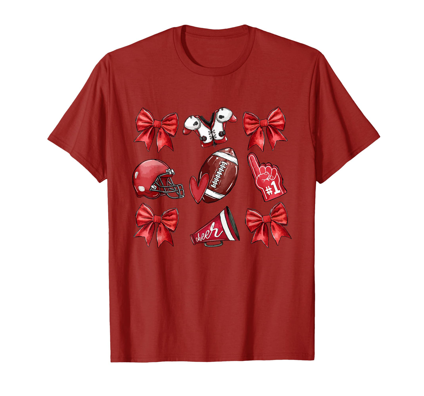 Red Coquette Bow Football Game Day Women Girls Kids T-Shirt