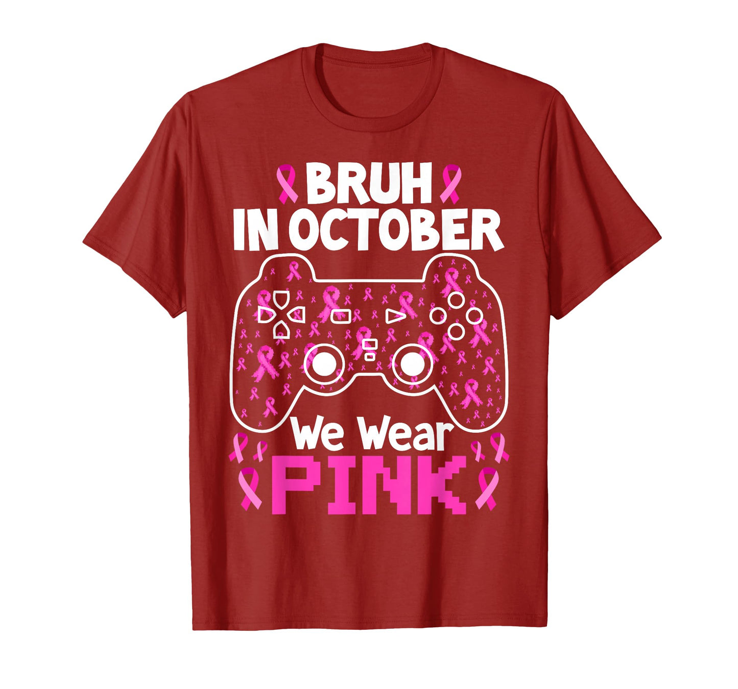 Bruh in October We Wear Pink Breast Cancer Toddler Boys Kids T-Shirt