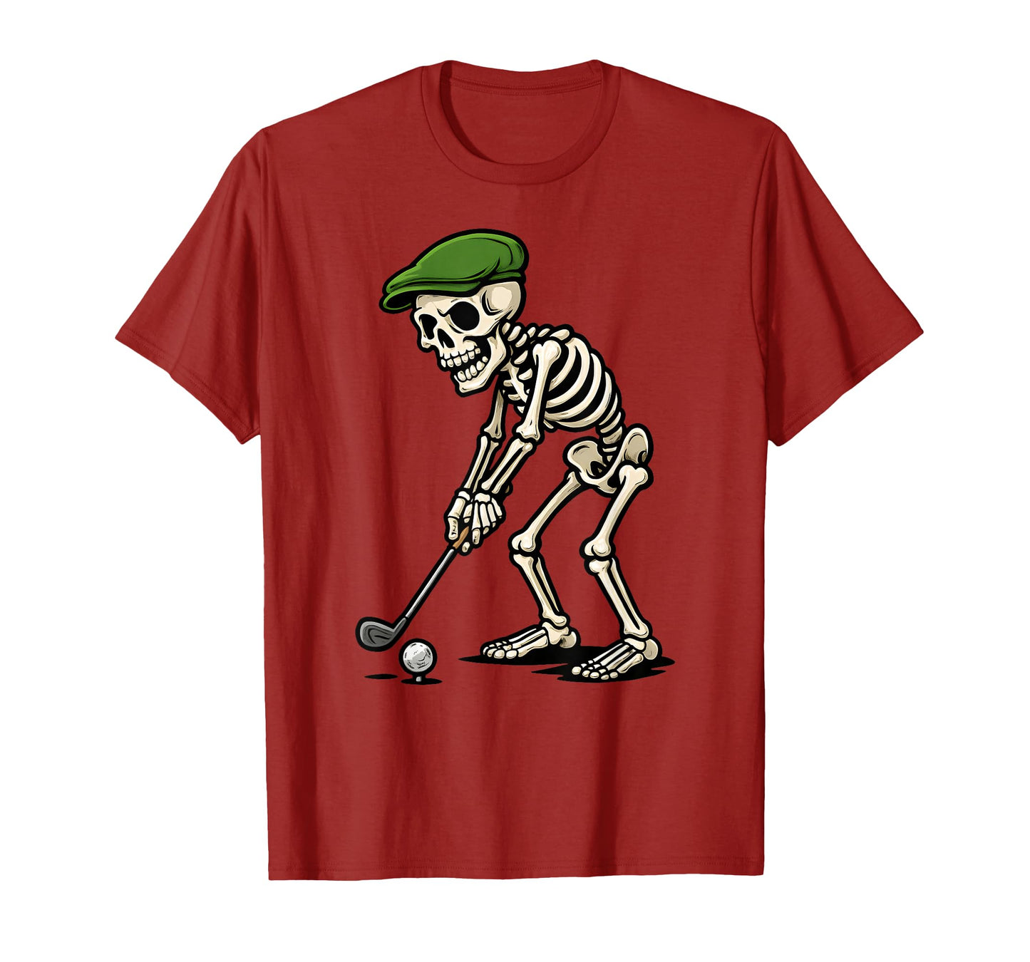 Skeleton Golf Player Spooky Halloween Golfer Golf Men Boys T-Shirt