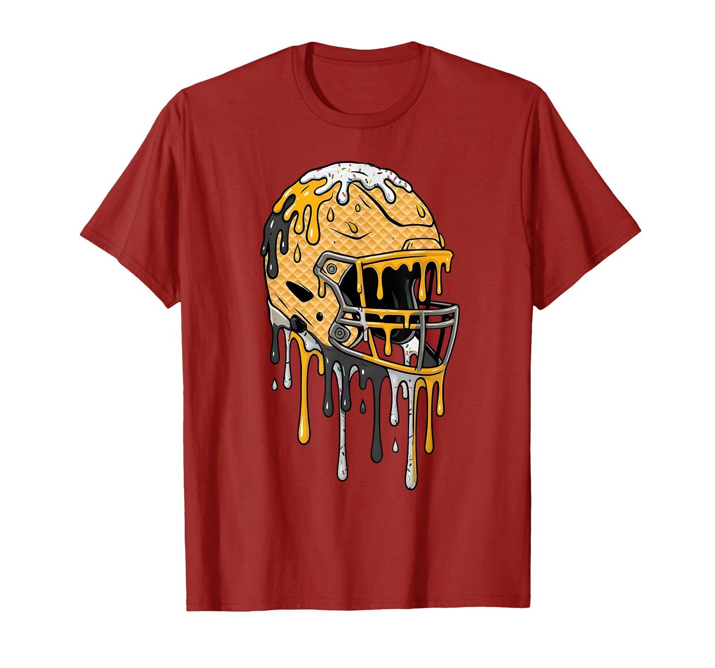 Football Helmet Black and Gold Ice Cream Drip Boys Kids T-Shirt
