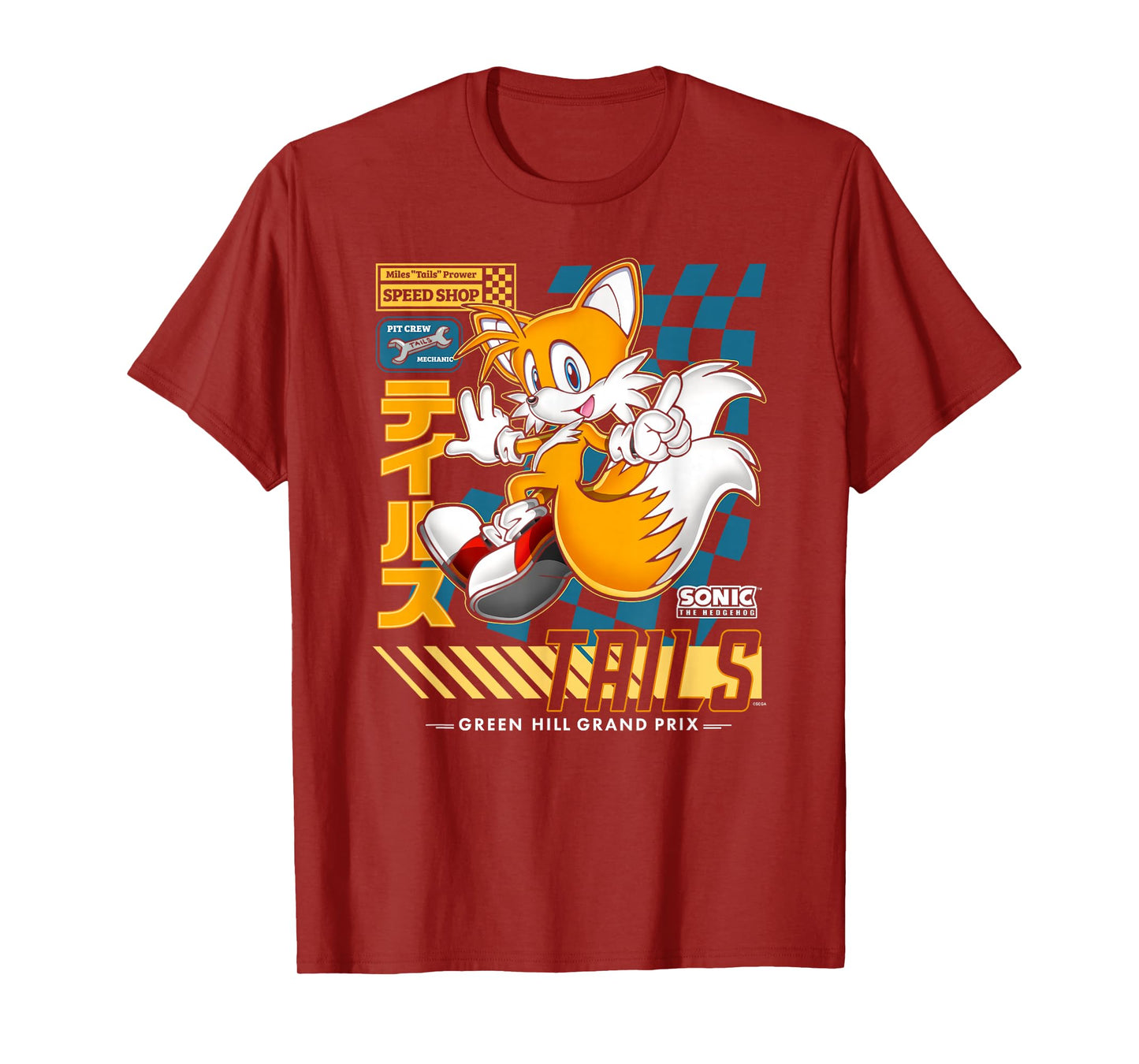 Sonic The Hedgehog Tails Green Hill Grand Prix Cool Poster T-Shirt