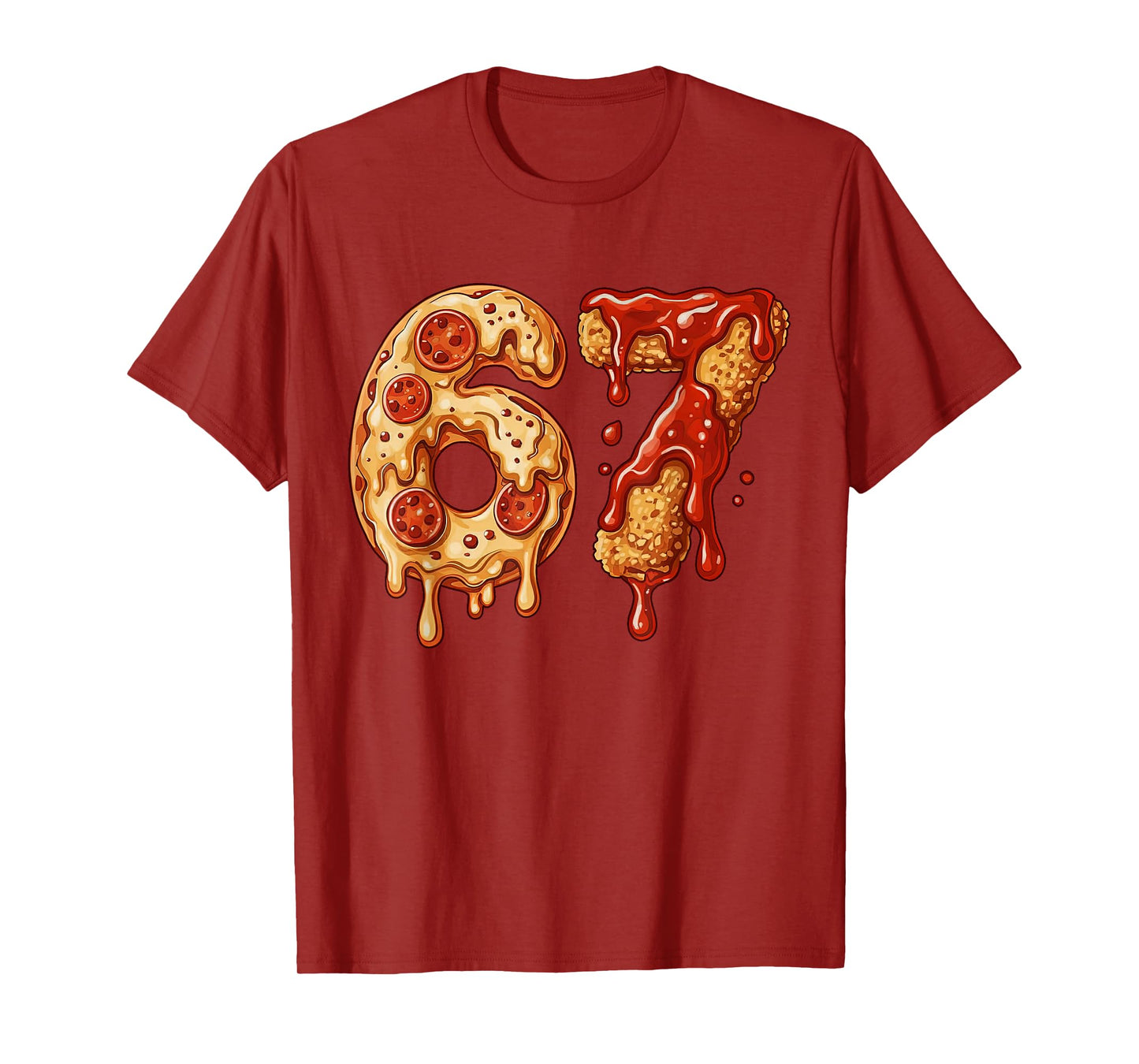 67 Six Seven 6-7 Pizza & Chicken Nugget - Kids Brainrot Meme T-Shirt