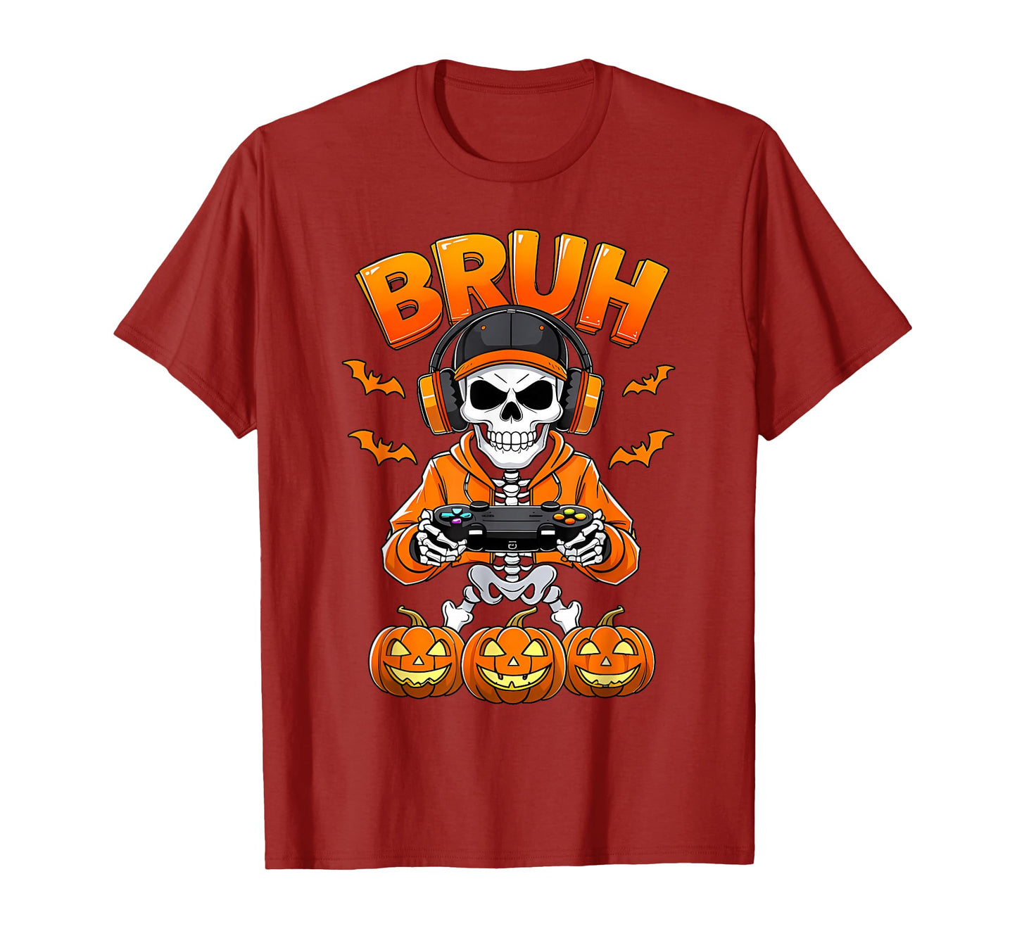 Bruh Skeleton Gamer Halloween Funny Gaming Costume T-Shirt
