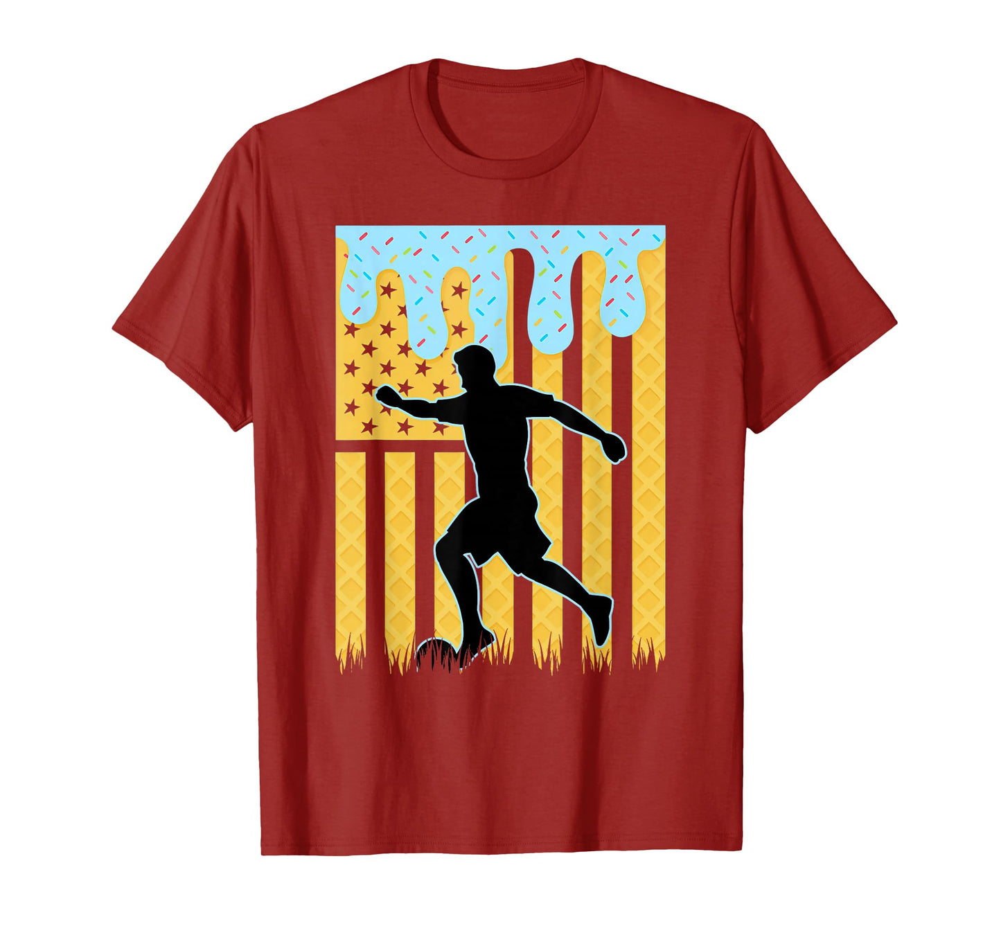 Soccer Drip Boys Dripping Ice Cream American Flag Soccer T-Shirt