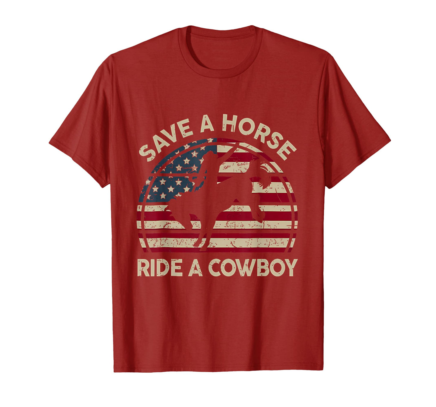 Vintage Rodeo Cowboy Western Country Horse USA Patriotic T-Shirt