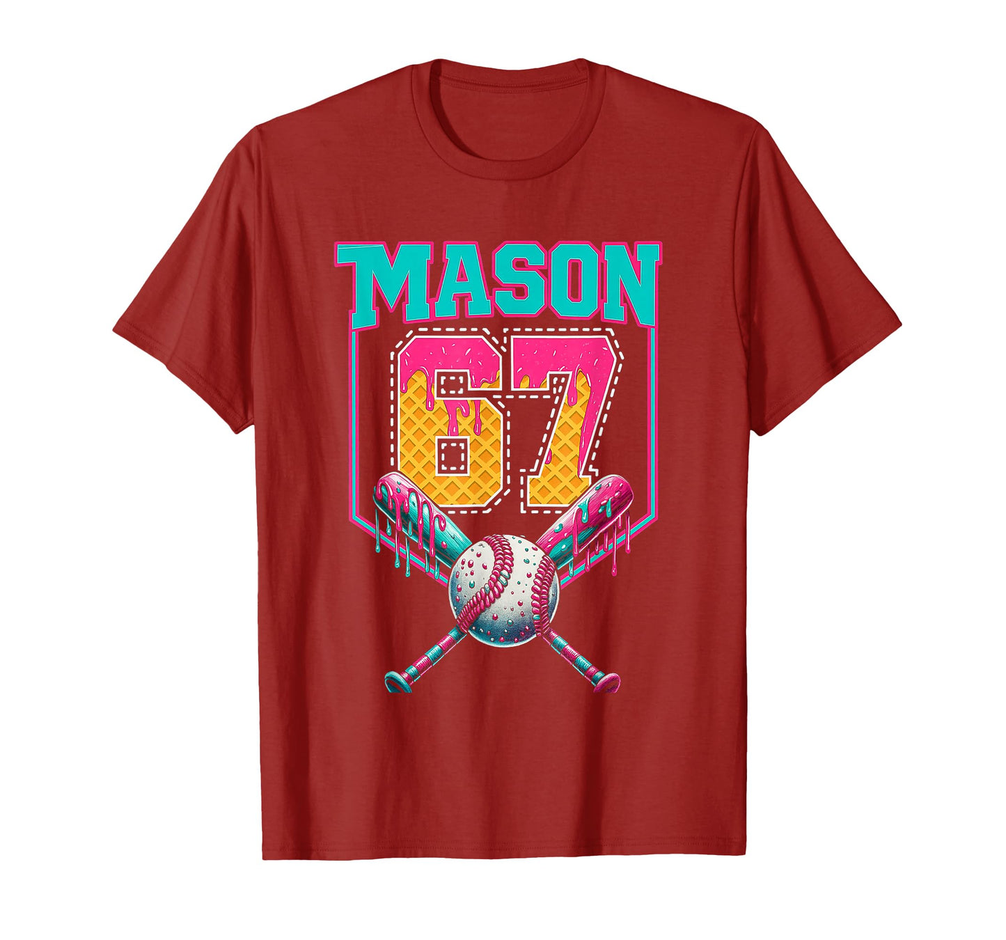 Trendy Mason 67 Mem Ice Cream Drip Baseball Birthday Costume T-Shirt