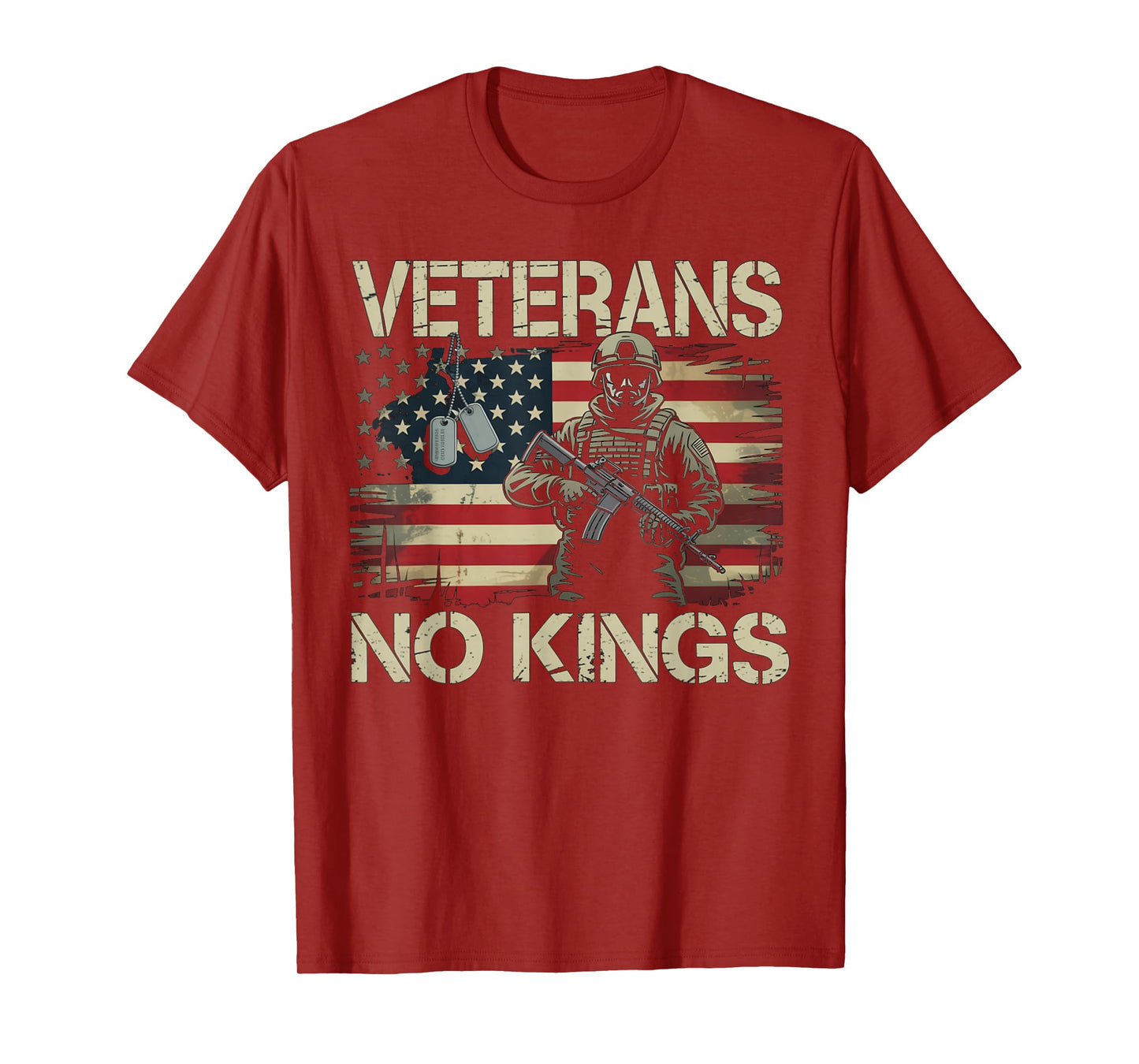 No Kings Veterans Patriotic America Flag Men Women T-Shirt