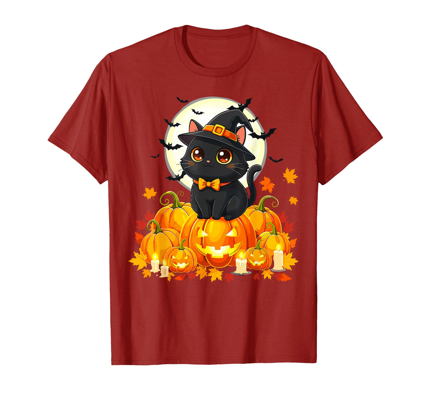 Black Cat Halloween Pumpkin Cat T-Shirt