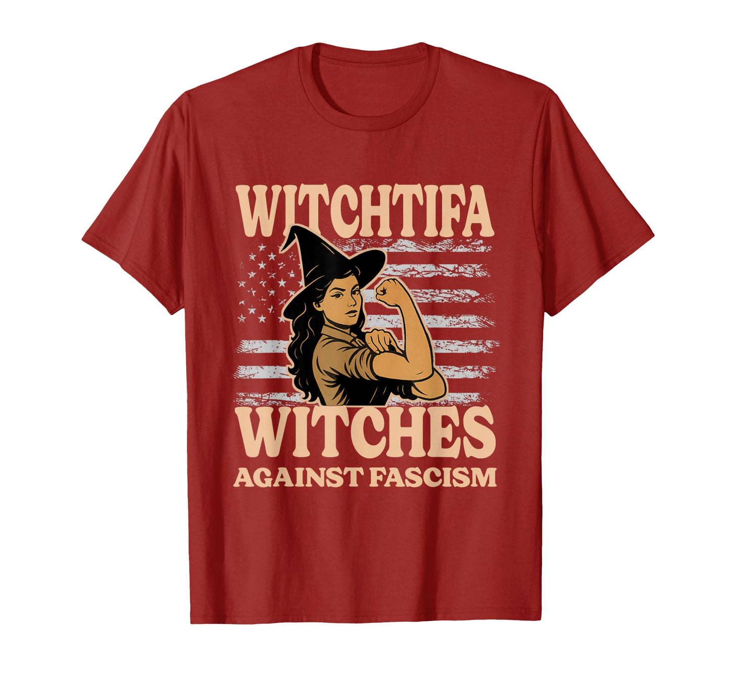 Scary Witchtifa Witches Against Fascism Flag Resist No Kings T-Shirt