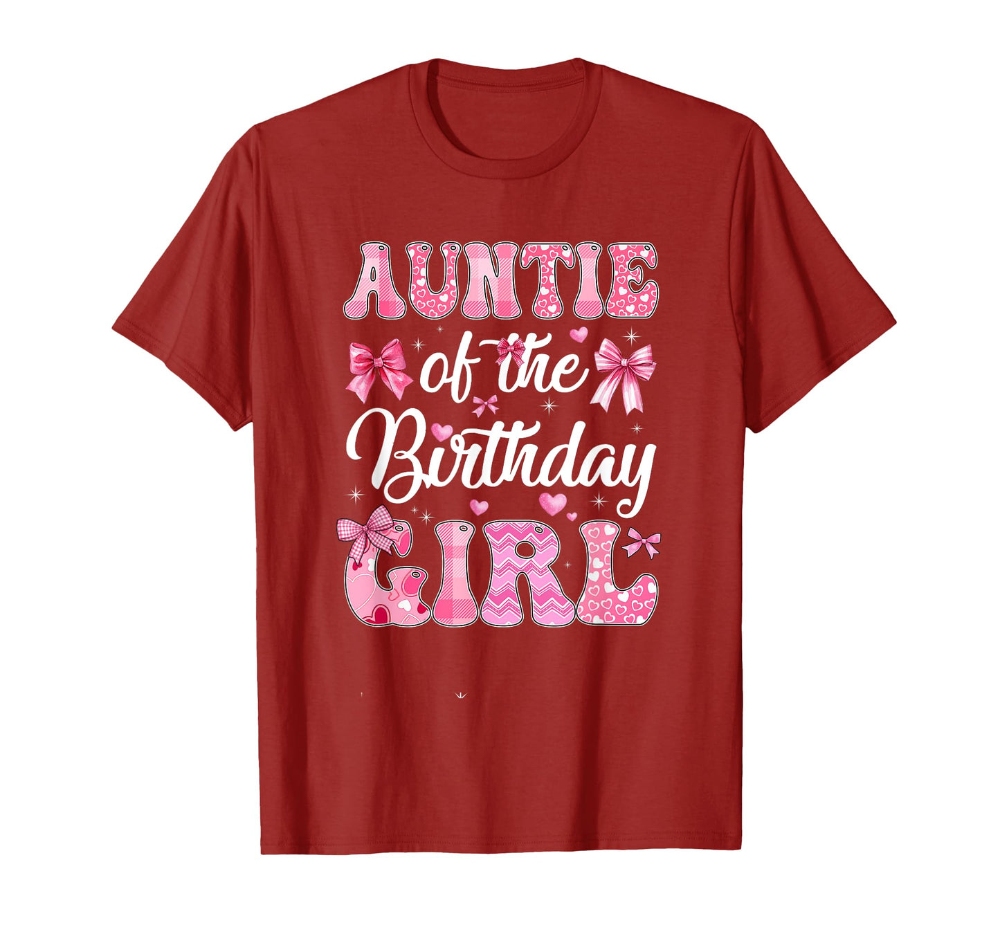 Auntie Of The Birthday Girl Family Pink Coquette Bow T-Shirt