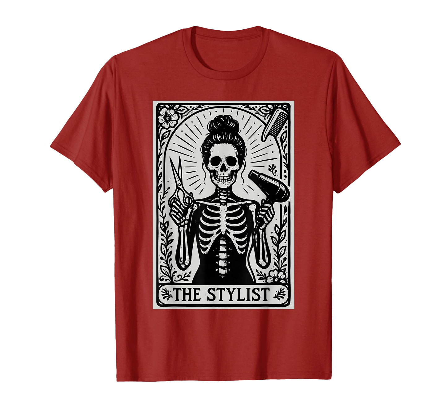Hair Stylist Tarot Card Skeleton Cosmetology Hairdresser Spa T-Shirt