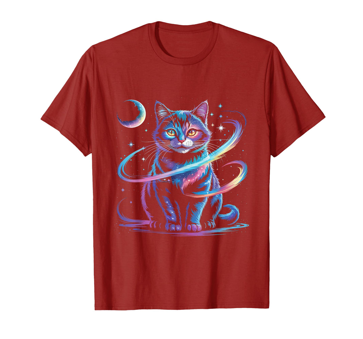 Mystical Space Cosmic Cat T-Shirt - Galaxy Kitten Graphic T-Shirt
