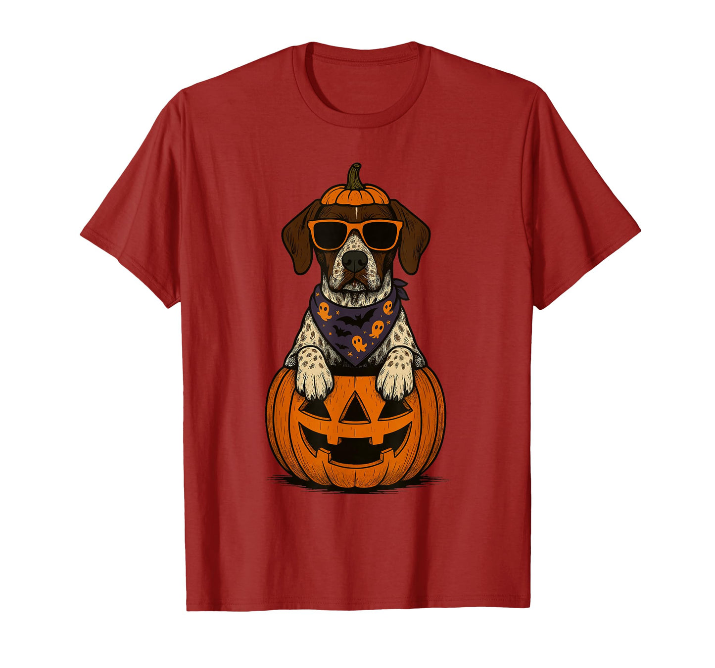 Spooky German Shorthaired Pointer Pumpkin Halloween T-Shirt