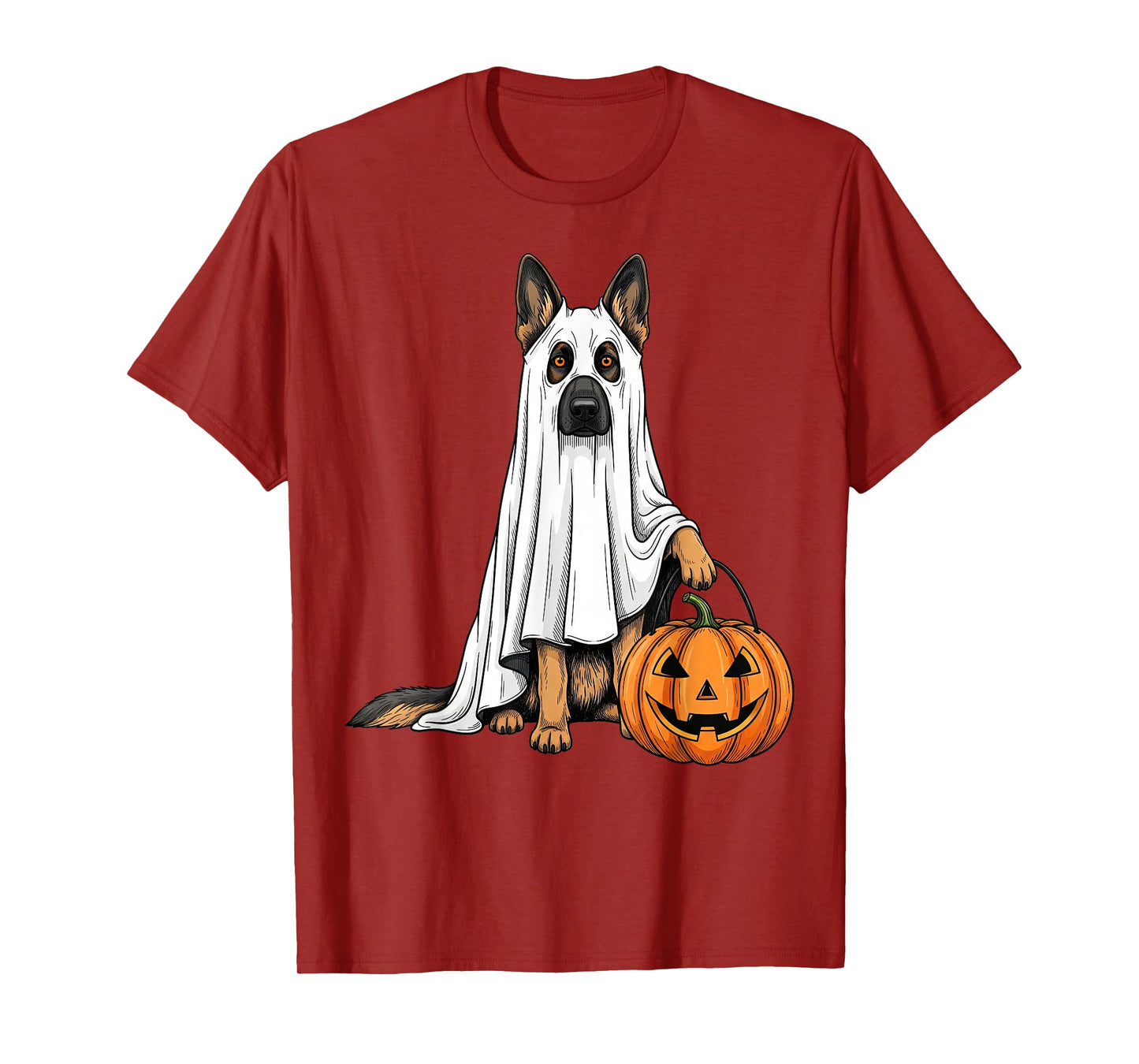 Funny German Shepherd Ghost Pumpkin Cute Spooky Dog Lover T-Shirt