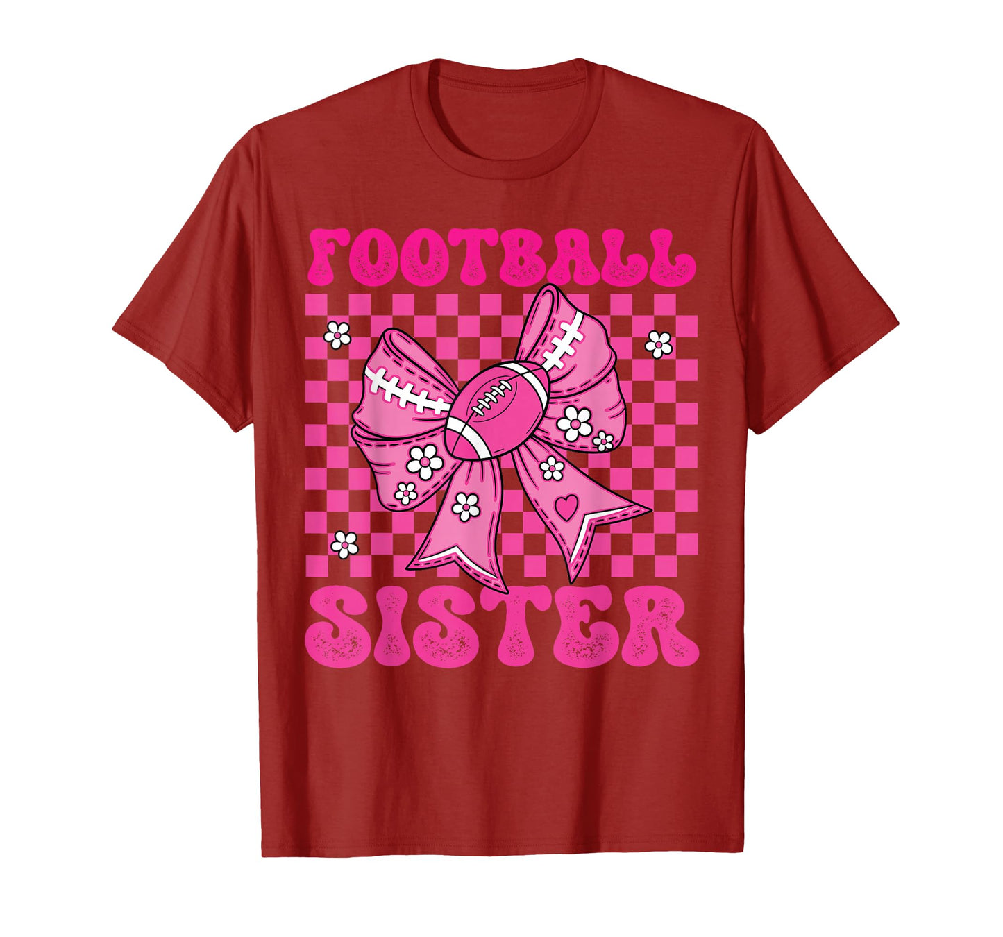 Pink Coquette Bow American Football Sister Game Day T-Shirt