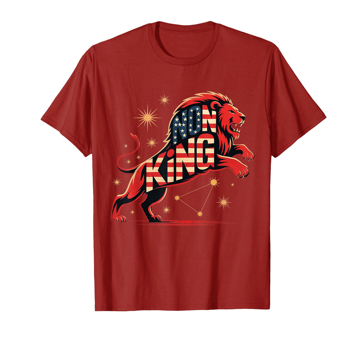 Funny No Kings in America Since 1776, Lion Retro Men Women T-Shirt