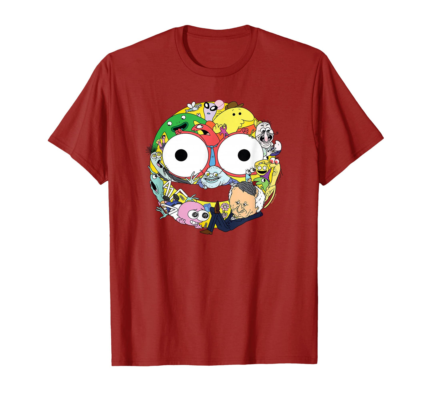 Smiling Friends Smiley Face Character Collage Funny Cartoon T-Shirt