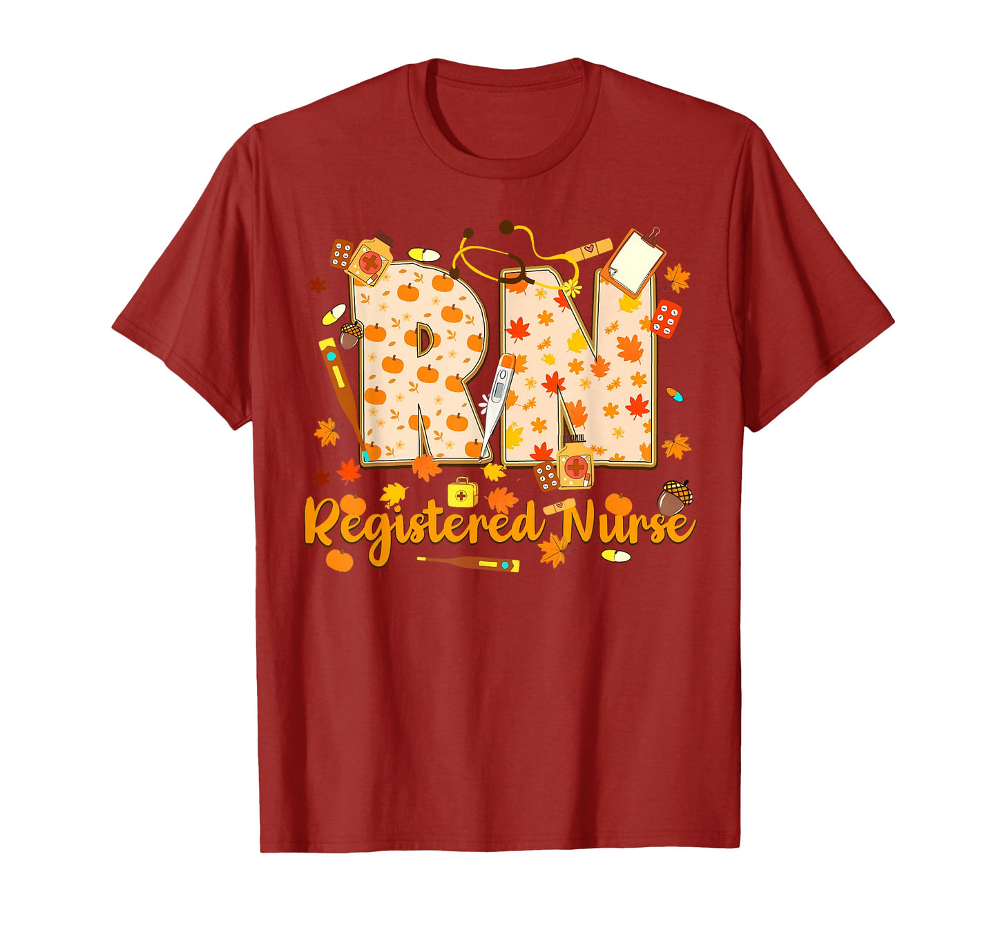 RN Registered Nurse Pumpkins Daisy Flower Fall Autumn T-Shirt