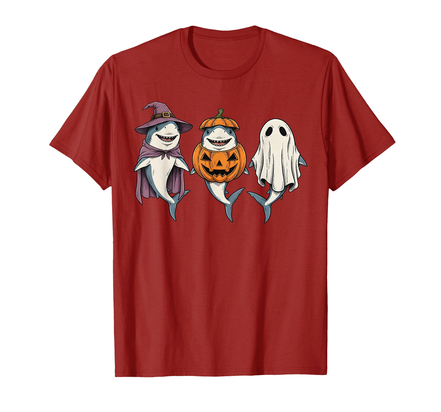 Spooky Ghost Shark Lover Pumpkin Halloween T-Shirt