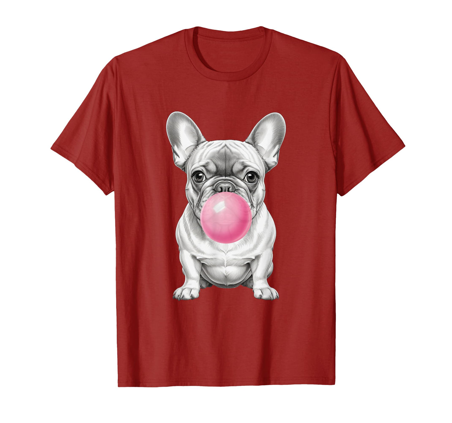 Funny Frenchie Lover Clothing: French Bulldog Blowing Bubble T-Shirt for Men Women Kids