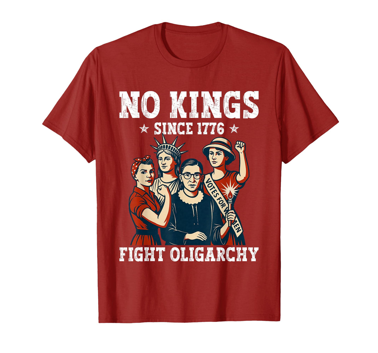 Women No Kings Fight Oligarchy Feminist Patriot 4th Of July T-Shirt