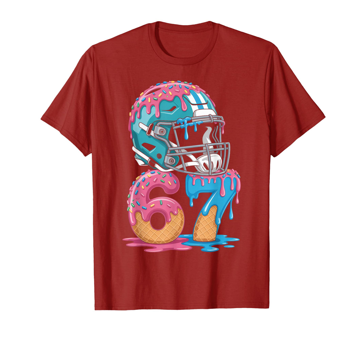 67 Number 67th Sports American Football Ice Cream Drip T-Shirt