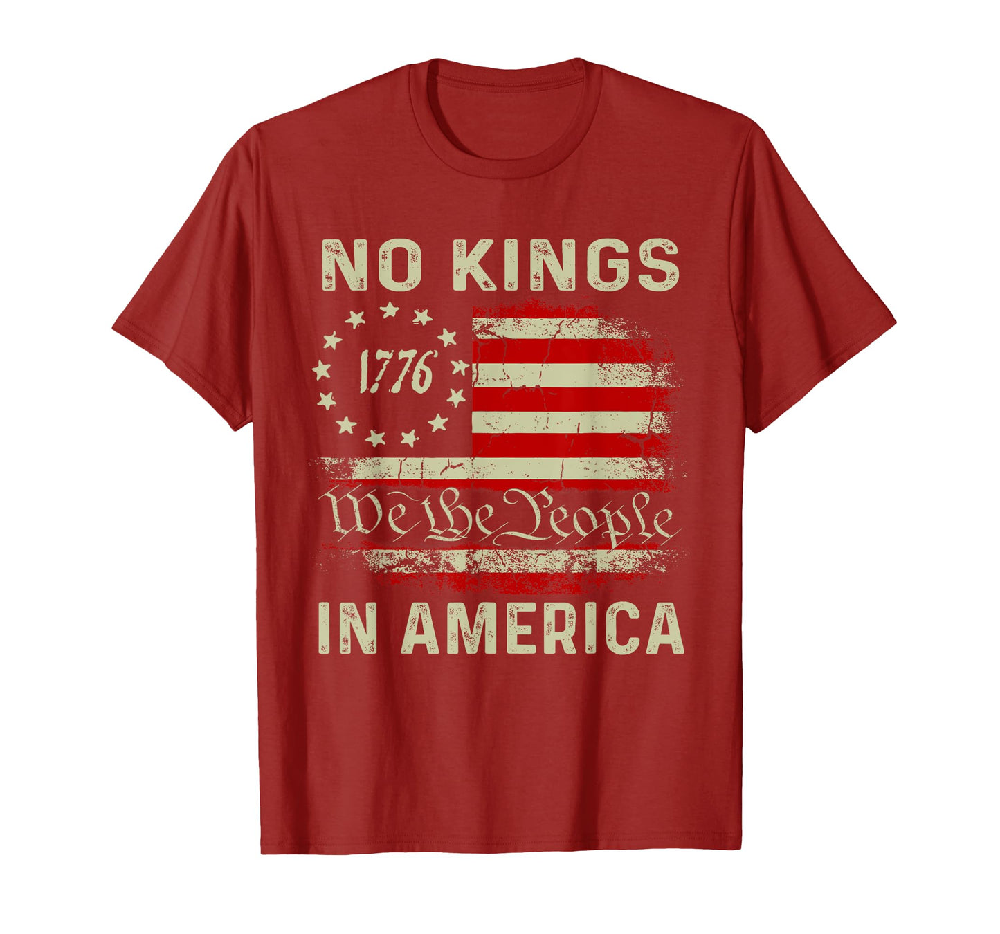 Retro No Kings In America USA Flag We The People 4th of July T-Shirt