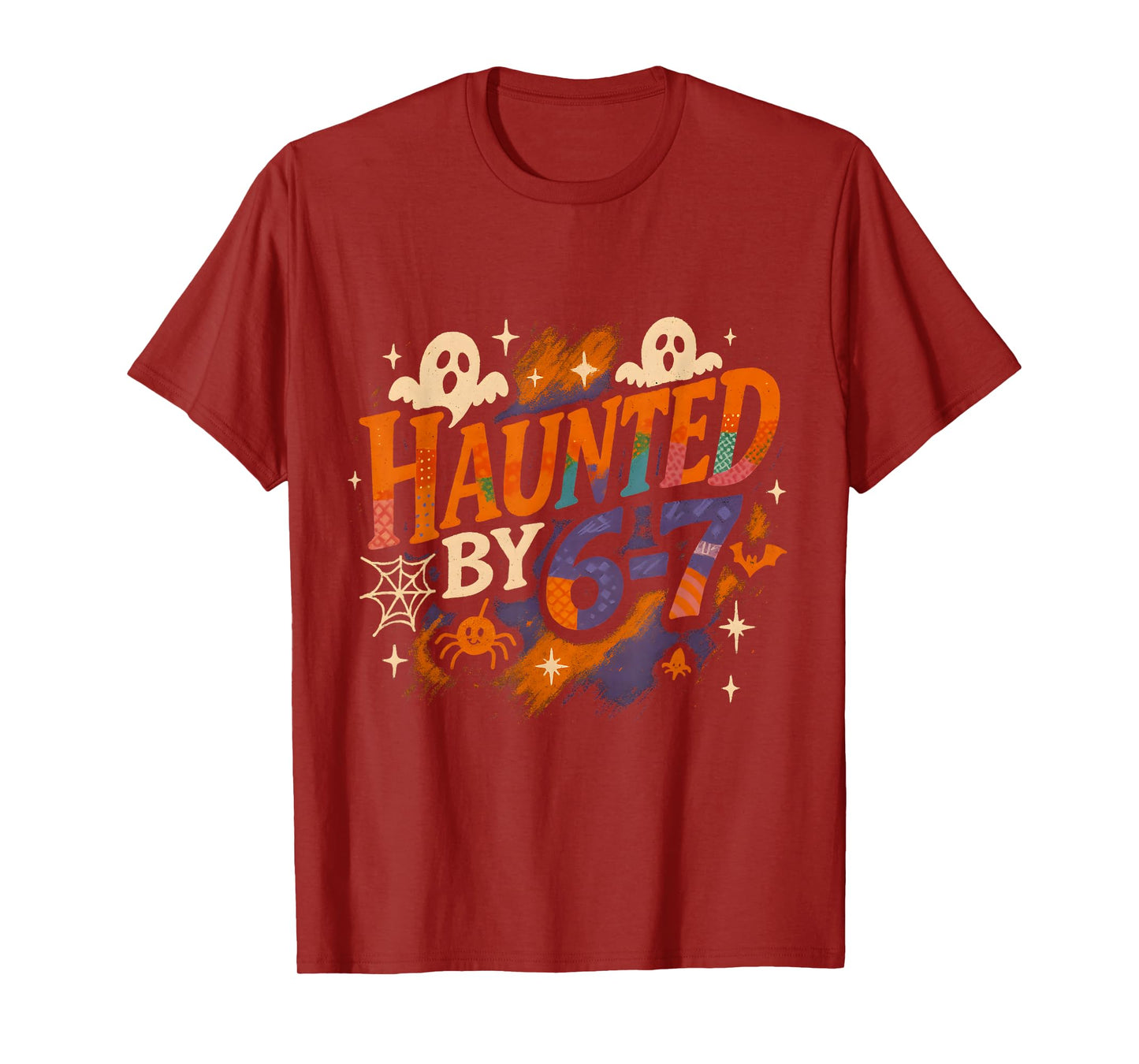 Haunted by 6-7 Funny Ghost Halloween Patchwork Design T-Shirt