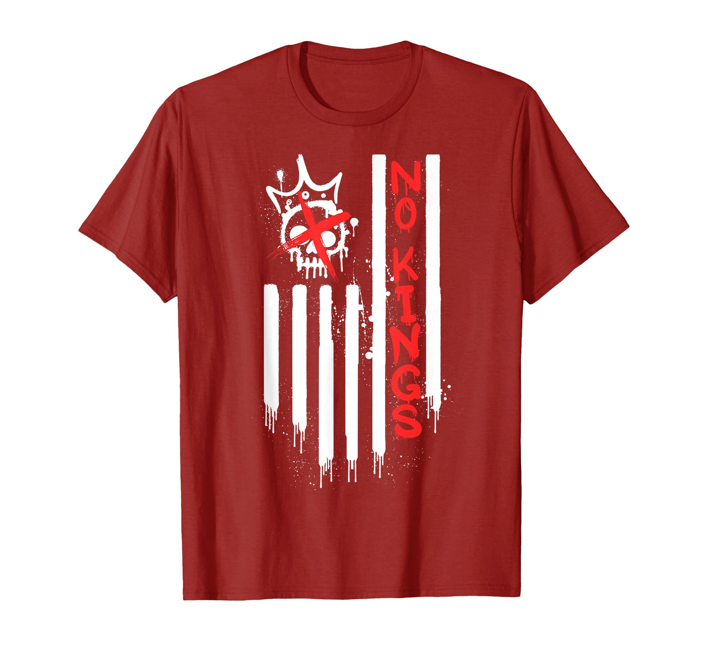 No to Kings Day in America March and Protest U.S. Flag Skull T-Shirt