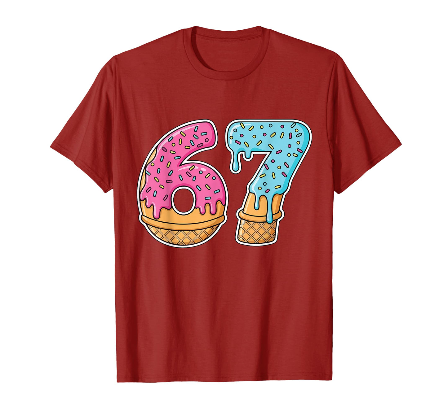 67 ice Cream Drip Meme Funny Six Seven gen Alpha Slang T-Shirt